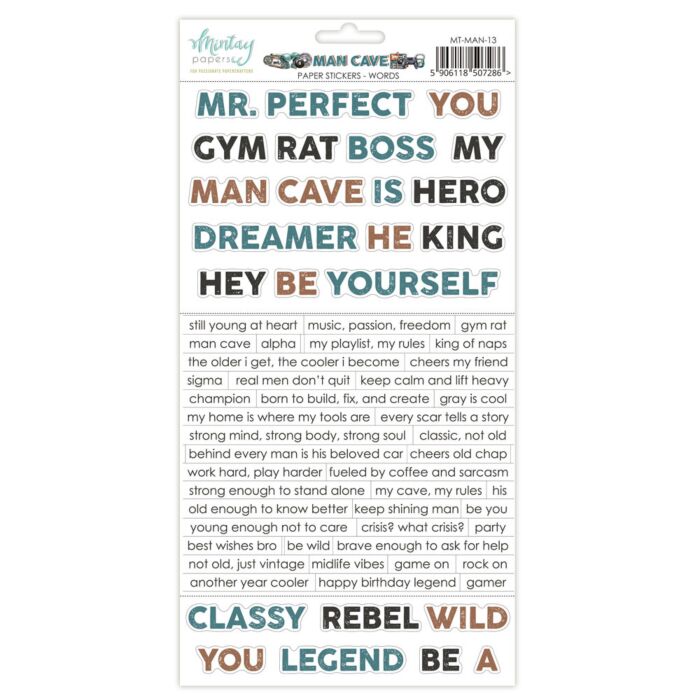 Mintay Man Cave 6x12 Paper Stickers Words