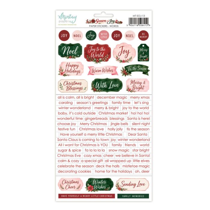 Mintay Papers Season of Joy 6X12 Paper Stickers - Words