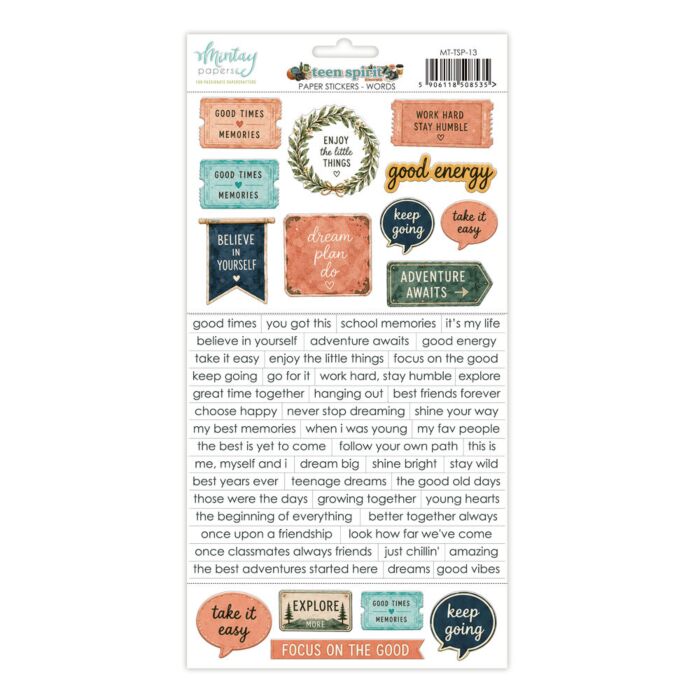 Mintay Papers Teen Spirit 6X12 Paper Stickers - Words