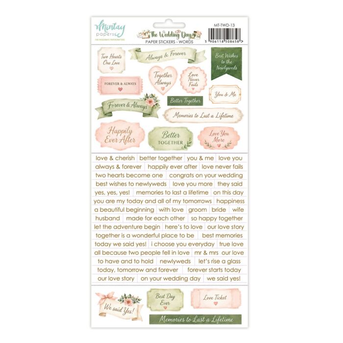 Mintay Papers Wedding Day 6X12 Paper Stickers - Words