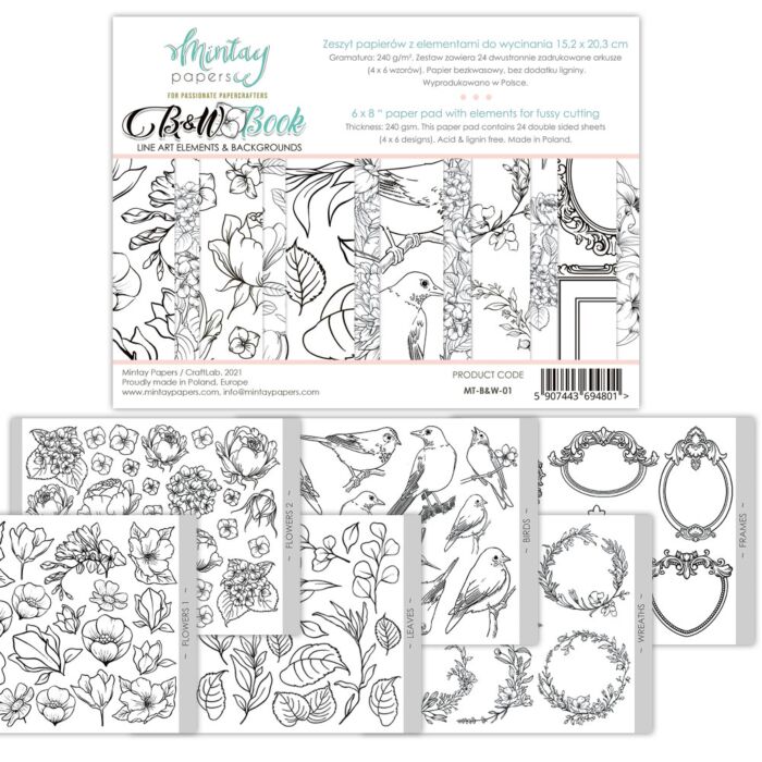 Mintay 6 X 8 BASIC BOOK - BLACK & WHITE BOOK