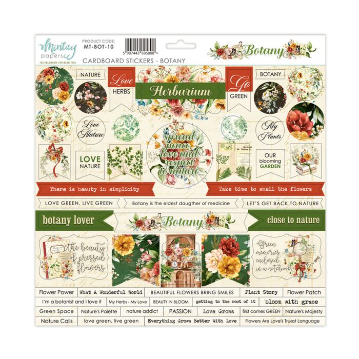 Mintay - 12 X 12 CARDBOARD STICKERS - BOTANY