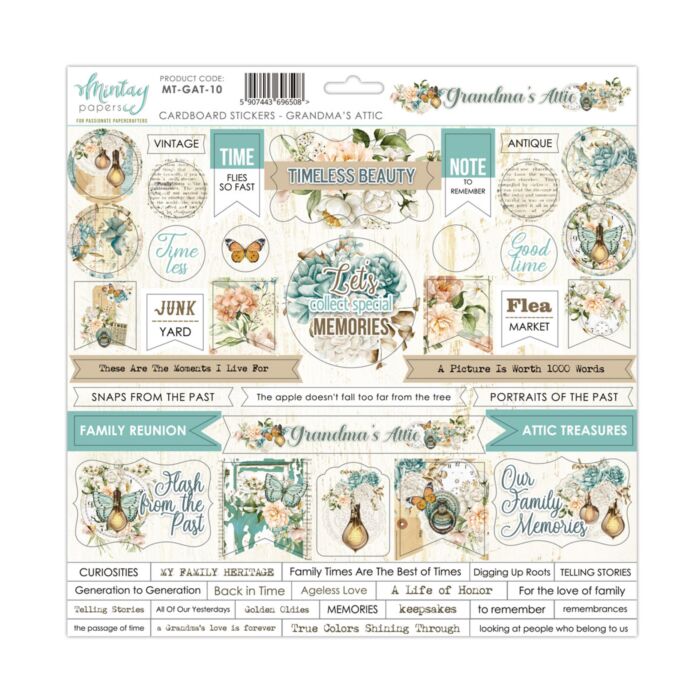 Mintay - 12 X 12 CARDBOARD STICKERS - GRANDMA'S ATTIC