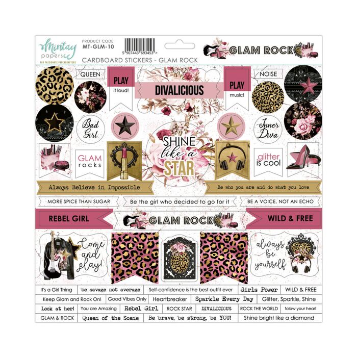Mintay - 12 X 12 CARDBOARD STICKERS - GLAM ROCK