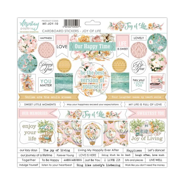 Mintay - 12 X 12 CARDBOARD STICKERS - JOY OF LIFE