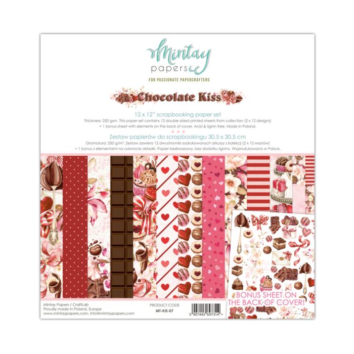 Mintay 12 X 12 PAPER SET - CHOCOLATE KISS