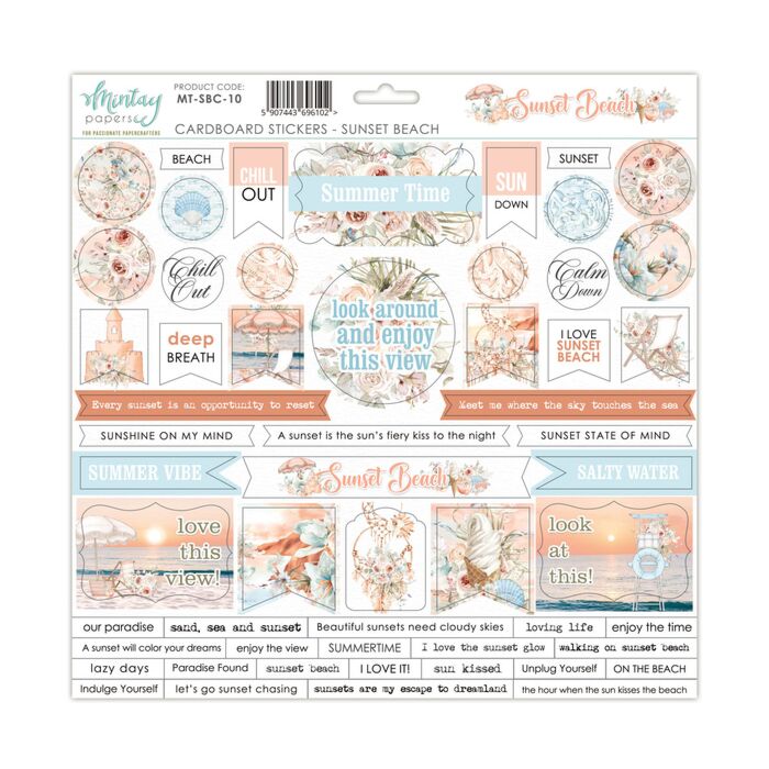 Mintay - 12 X 12 CARDBOARD STICKERS - SUNSET BEACH