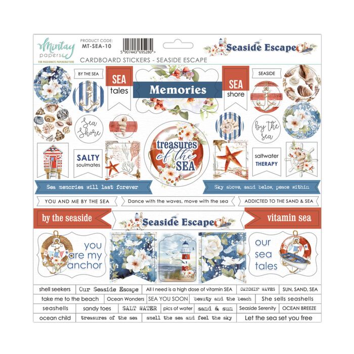 Mintay - 12 X 12 CARDBOARD STICKERS - SEASIDE ESCAPE