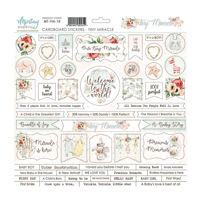Mintay - 12 X 12 CARDSTOCK STICKERS - TINY MIRACLE