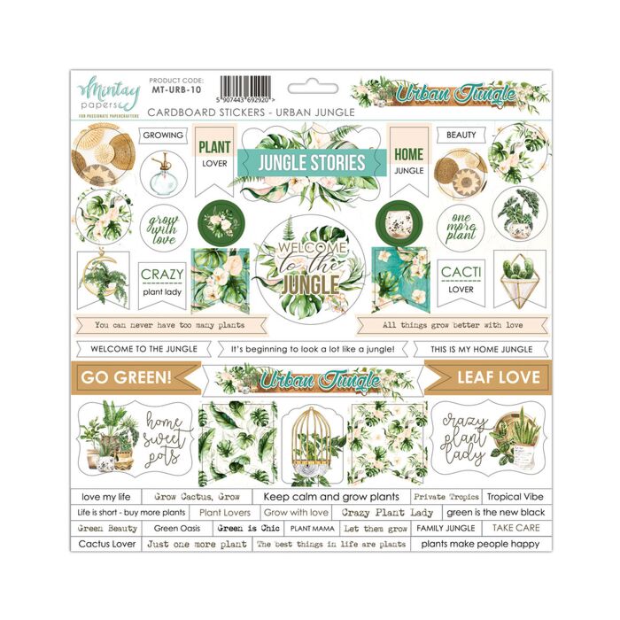 Mintay - 12 X 12 CARDBOARD STICKERS - URBAN JUNGLE