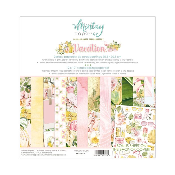 Mintay - 12 X 12 PAPER SET - VACATION *Discontinued*