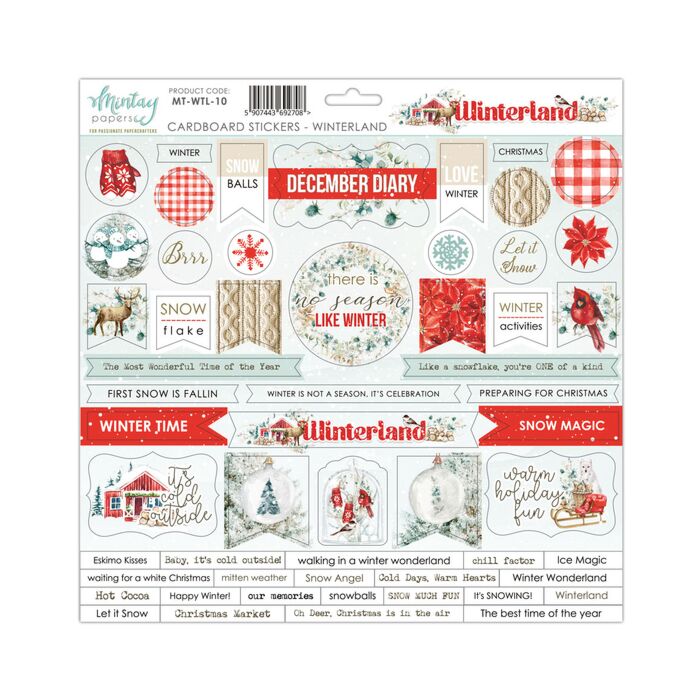 Mintay - 12 X 12 CARDBOARD STICKERS - WINTERLAND *Discontinued*