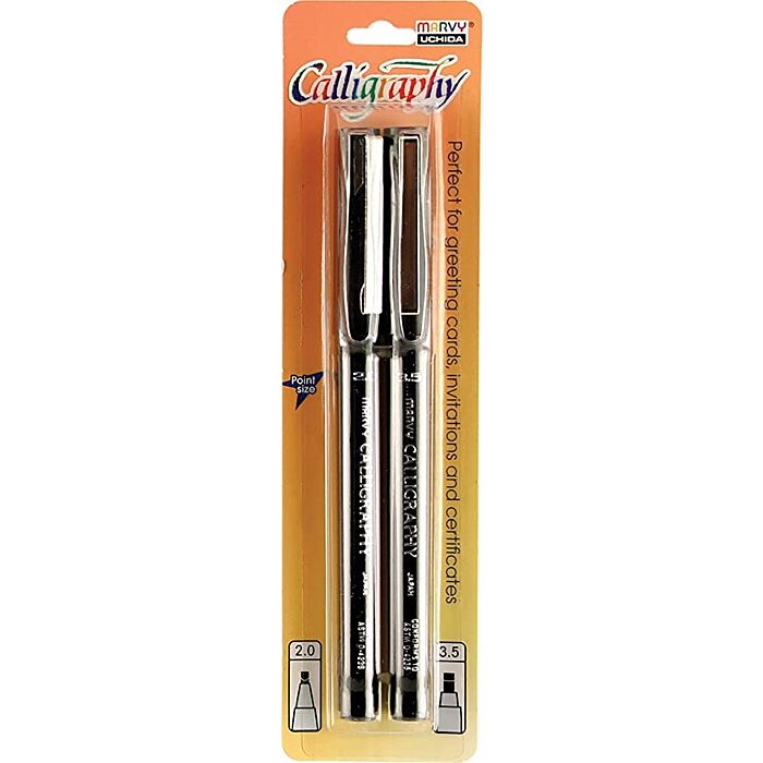 Marvy Calligraphy Marker Set, Black (Fine & Medium)