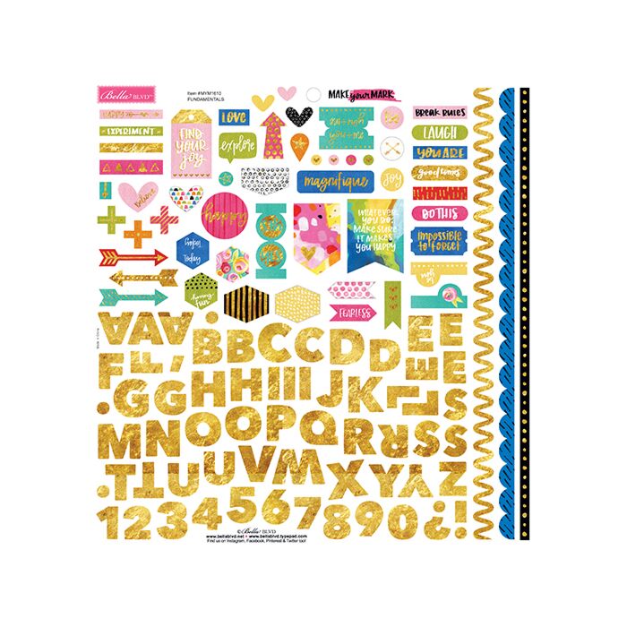 Bella BLVD Make your Mark - FUNDAMENTALS 12X12 STICKERS GOLD FOIL