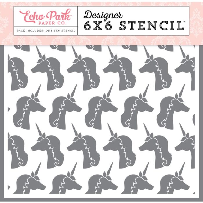 Echo Park Once Upon A Time Girl: Magical Unicorns 6x6 Stencil