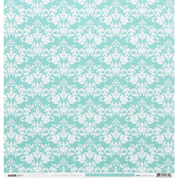 Kaisercraft Back to Basics Seabreeze Damask 12x12 Double sided paper