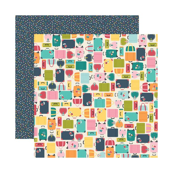Simple Stories - Going Places Double-Sided Paper - Pack Your Bags