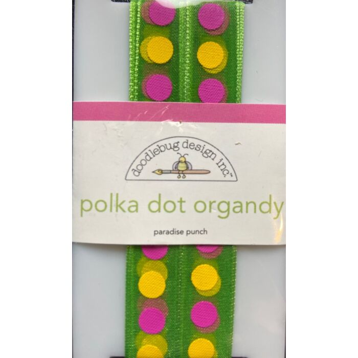 Doodlebug Ribbon - Polka Dot Organdy - Paradise Punch