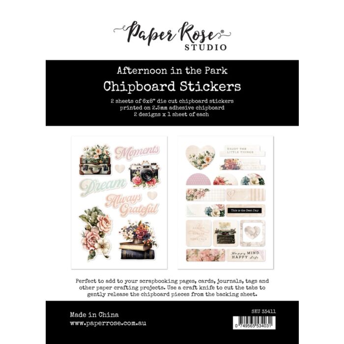 Paper Rose 6X8 Chipboard Sticker Pack