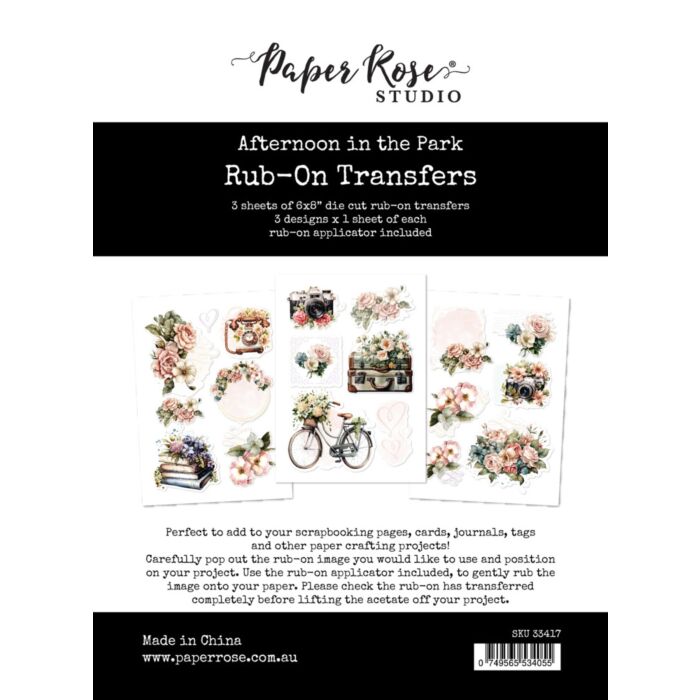 Paper Rose 6X8 Rub-on Transfers Pack