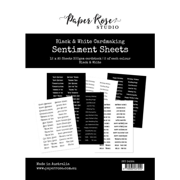 Paper Rose 6X8 Cardmaking Sentiment Sheets