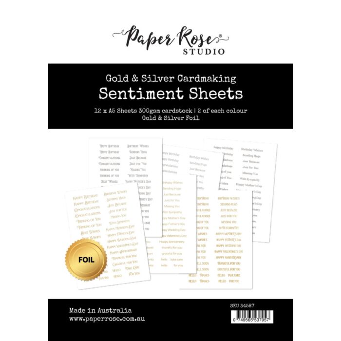 Paper Rose 6X8 Cardmaking Sentiment Sheets
