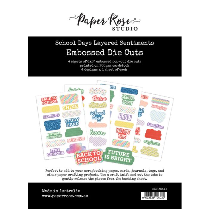 Paper Rose Studio School Days Layered Sentiments Embossed Die Cuts