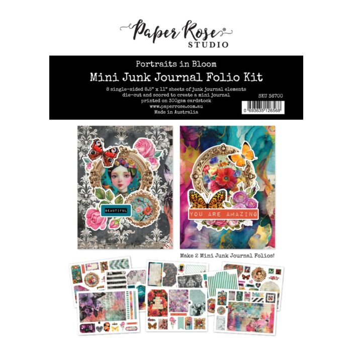 Paper Rose Portraits in Bloom Mini Junk Journal Folio Kit