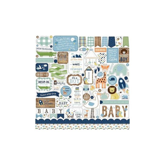 Echo Park Baby Boy Cardstock Stickers 12"X12" Elements