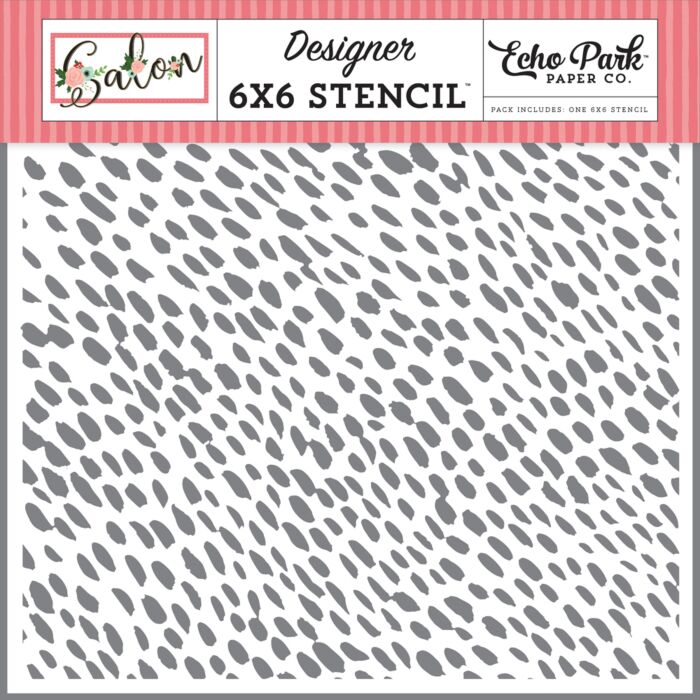 Echo Park Salon Polish Strokes 6x6 stencil with abstract brush stroke texture pattern