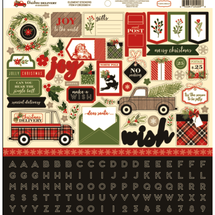 Carta Bella CHRISTMAS DELIVERY STICKER SHEET