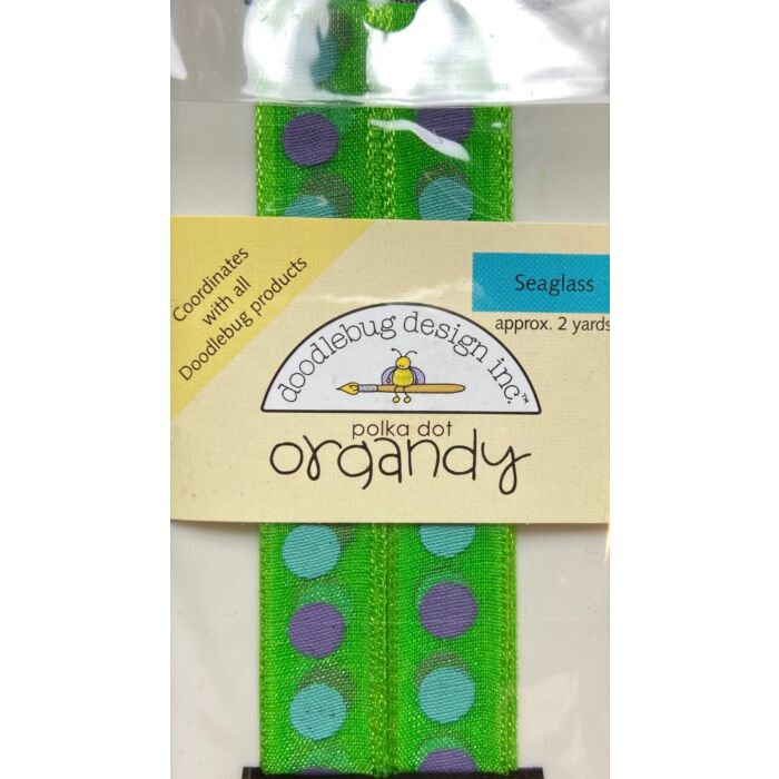 Doodlebug Ribbon - Polka Dot Organdy - Seaglass