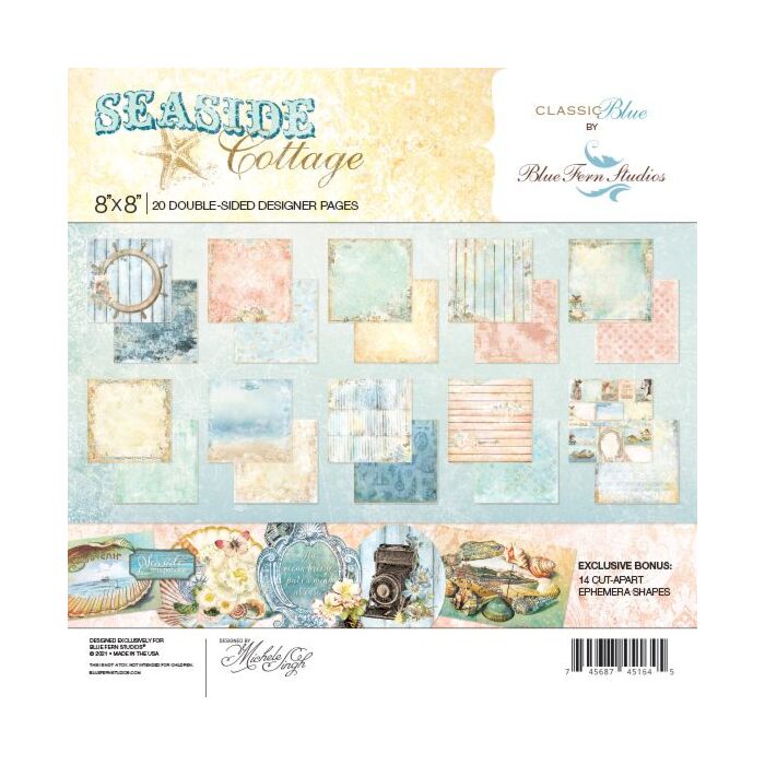 Blue Fern Studio - Classic Blue - Seaside Cottage - 8x8 Paper Pack