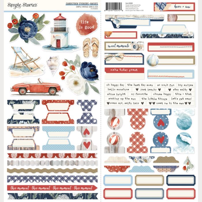 Simple Stories Simple Vintage Sand & Sea Cardstock Stickers Basics