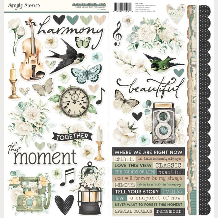 Simple Stories Simple Vintage Timeless Harmony Cardstock Stickers Icons