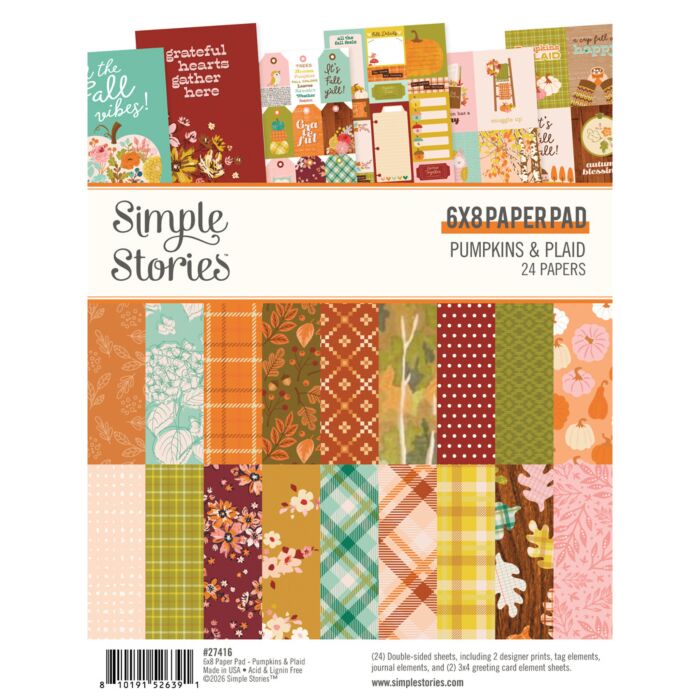 Simple Stories Pumpkins & Plaid 6x8 Paper Pad