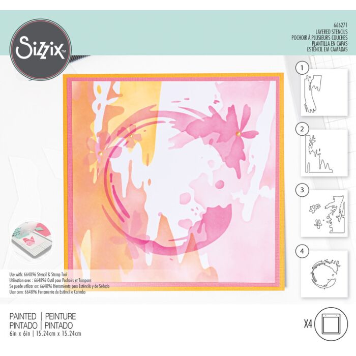 Sizzix Layered Stencils, Painted (4pk)