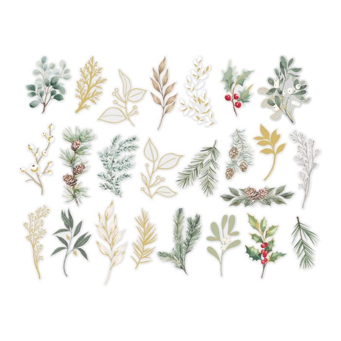 Spellbinders Sleigh Bells Ring Stickers - Clear Foliage