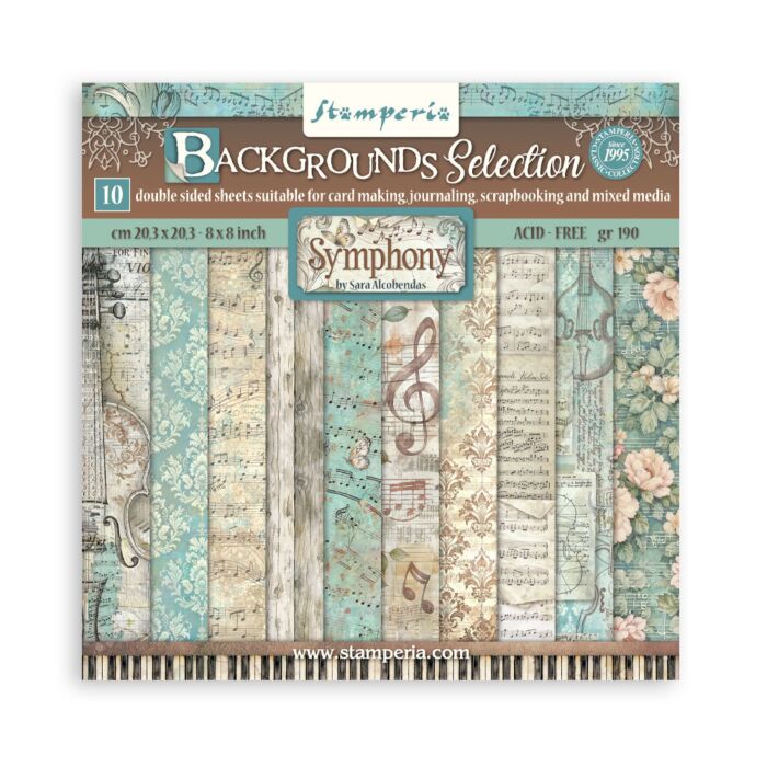 Stamperia Symphony 8x8 Backgrounds Paper Pad