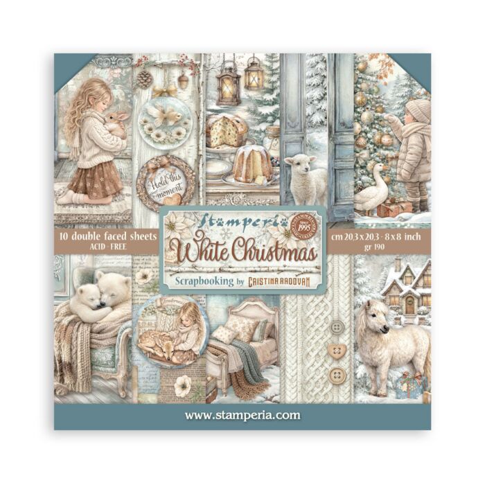Stamperia White Christmas 8X8 Paper Pad
