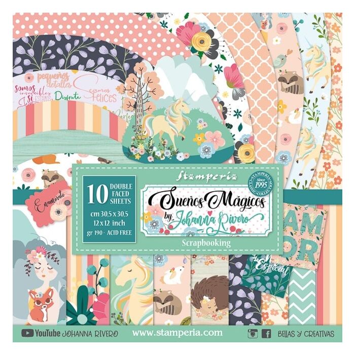 Stamperia Double-Sided Paper Pad 12"X12" 10/Pkg Suenos Magicos By Johanna Rivero
