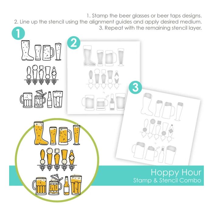 Taylored Expressions Hoppy Hour Stamp & Stencil Combo