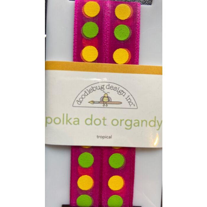 Doodlebug Ribbon - Polka Dot Organdy - Tropical