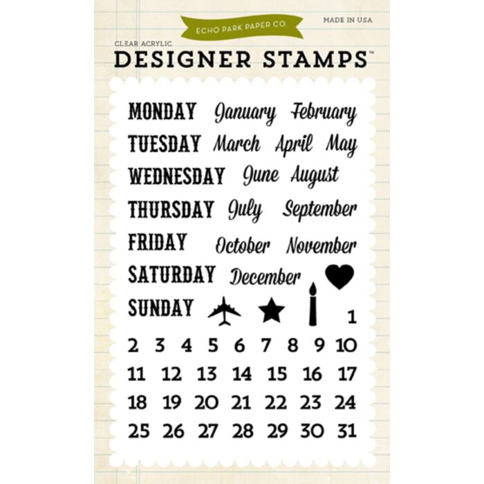 Echo Park Calendar 4x6 Stamp Set