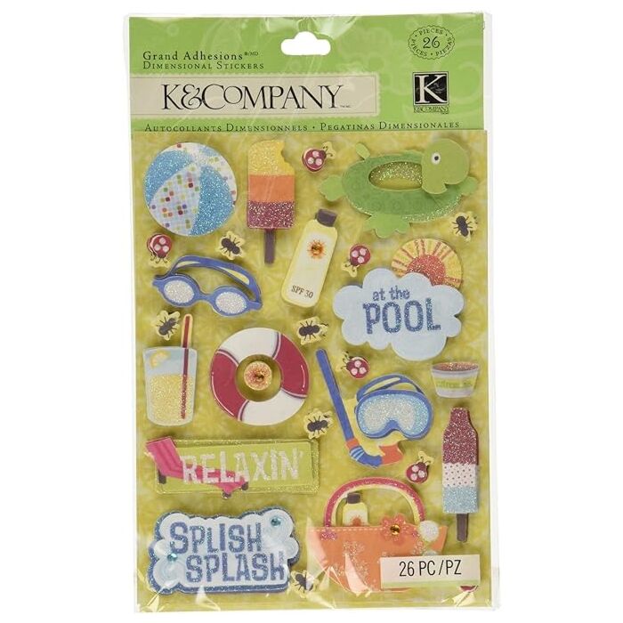 K & Company Grand Adhesions Dimensional Stickers - Citronella Water Fun