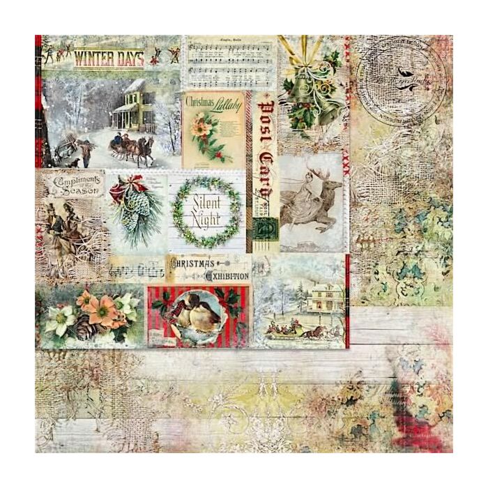 Blue Fern Studios - Yuletide 12x12 Paper - Christmas Trimmings