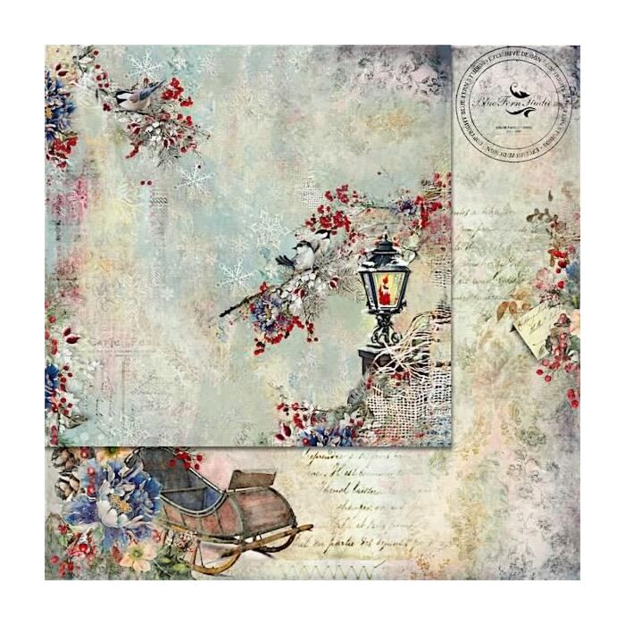 Blue Fern Studios - Yuletide 12x12 Paper - Holly Berries