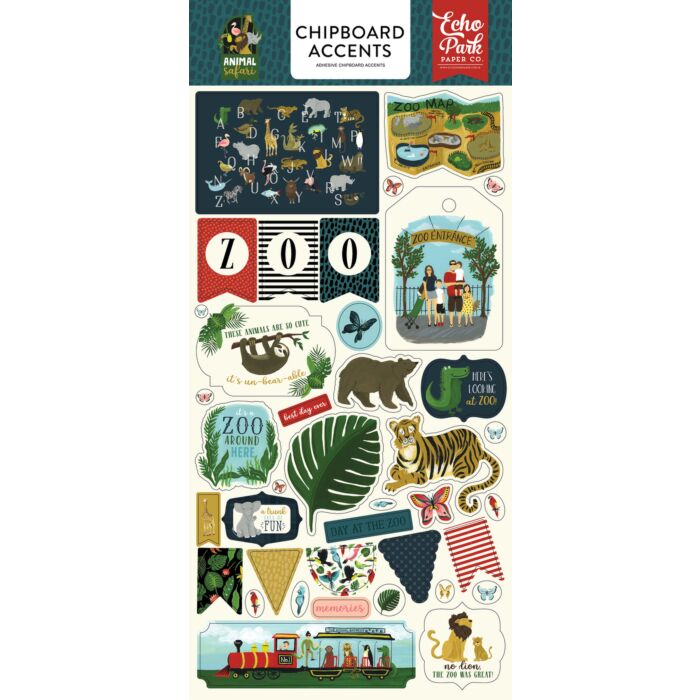 Echo Park - 6X13 Chipboard Accents - Animal Safari