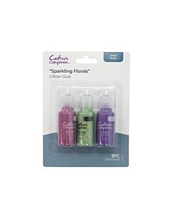 Crafter's Companion Mixed Media Glitter Glue Set, Sparkling Florals (3pc)