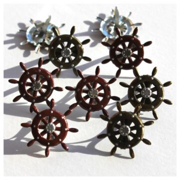 Eyelet Outlet Shape Brads 12/Pkg Ship Wheel